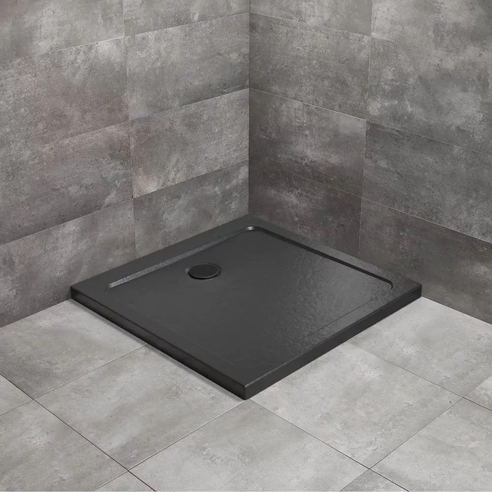 Cadita dus patrata Radaway Doros C Stone 100x100 cm acril negru