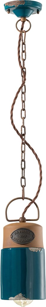 C1620 - Pendul retro verde cu finisaj maro din ceramică