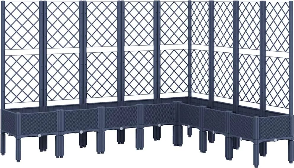 vidaXL Jardinieră de grădină cu spalier, albastru gri, 200x160x142 cm, PP