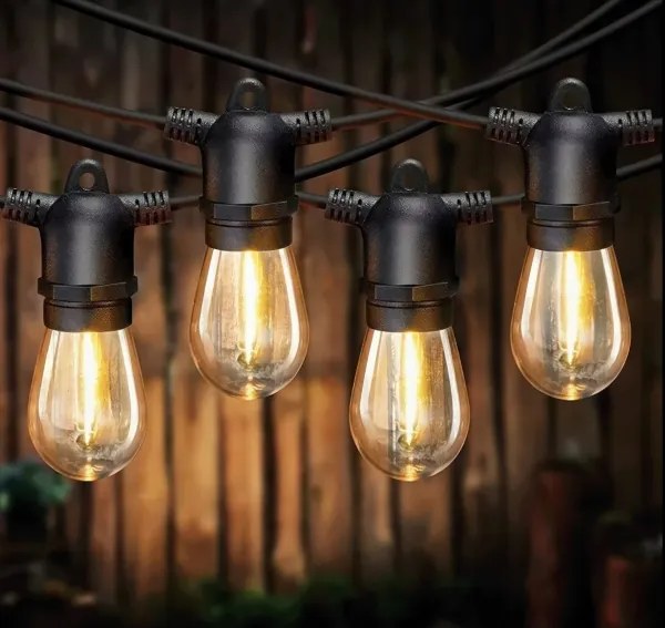 Ghirlandă decorativă LED solară reglabilă 20xE27/3V USB 2400 mAh 20,62 m IP65 negru + telecomandă