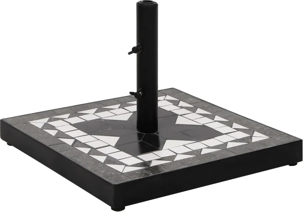 vidaXL Suport umbrelă de soare, negru și alb, pătrat, 12 kg