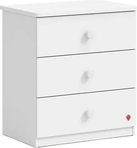 Comoda Line cu 3 sertare pentru camera copii,   Design modern, colectia Varia White