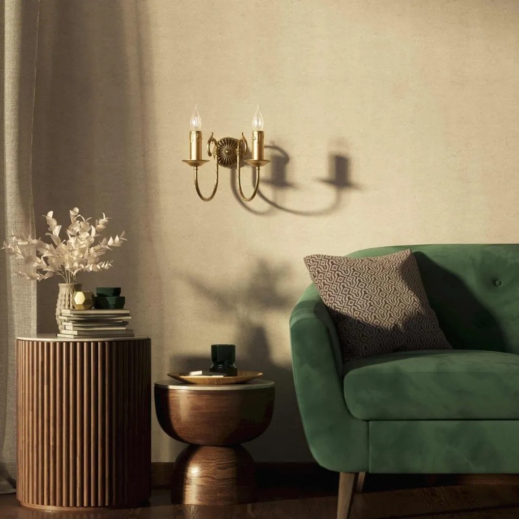 Aplica de perete 2 brate din alama stil clasic Petalo