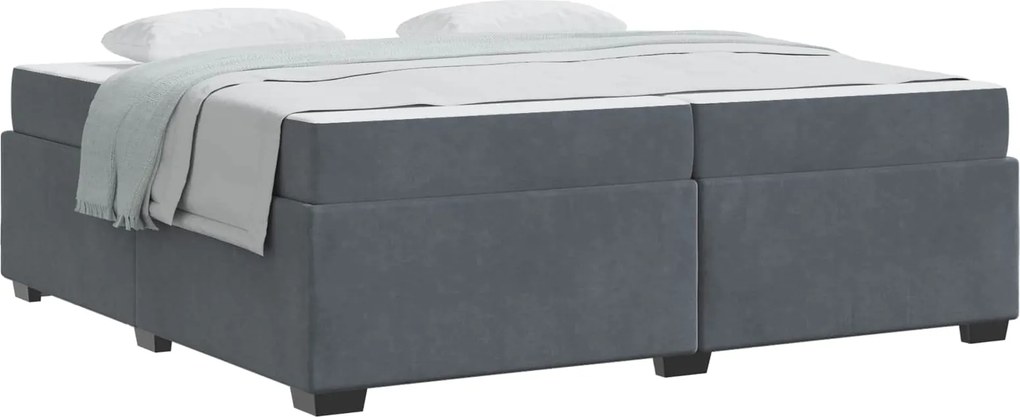 vidaXL Cadru de pat cu saltea Gri închis 200 x 200 cm țesătură