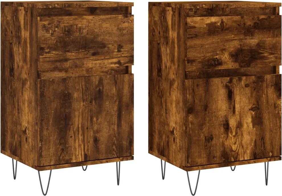 vidaXL Servante, 2 buc., stejar fumuriu, 40x35x70 cm, lemn prelucrat