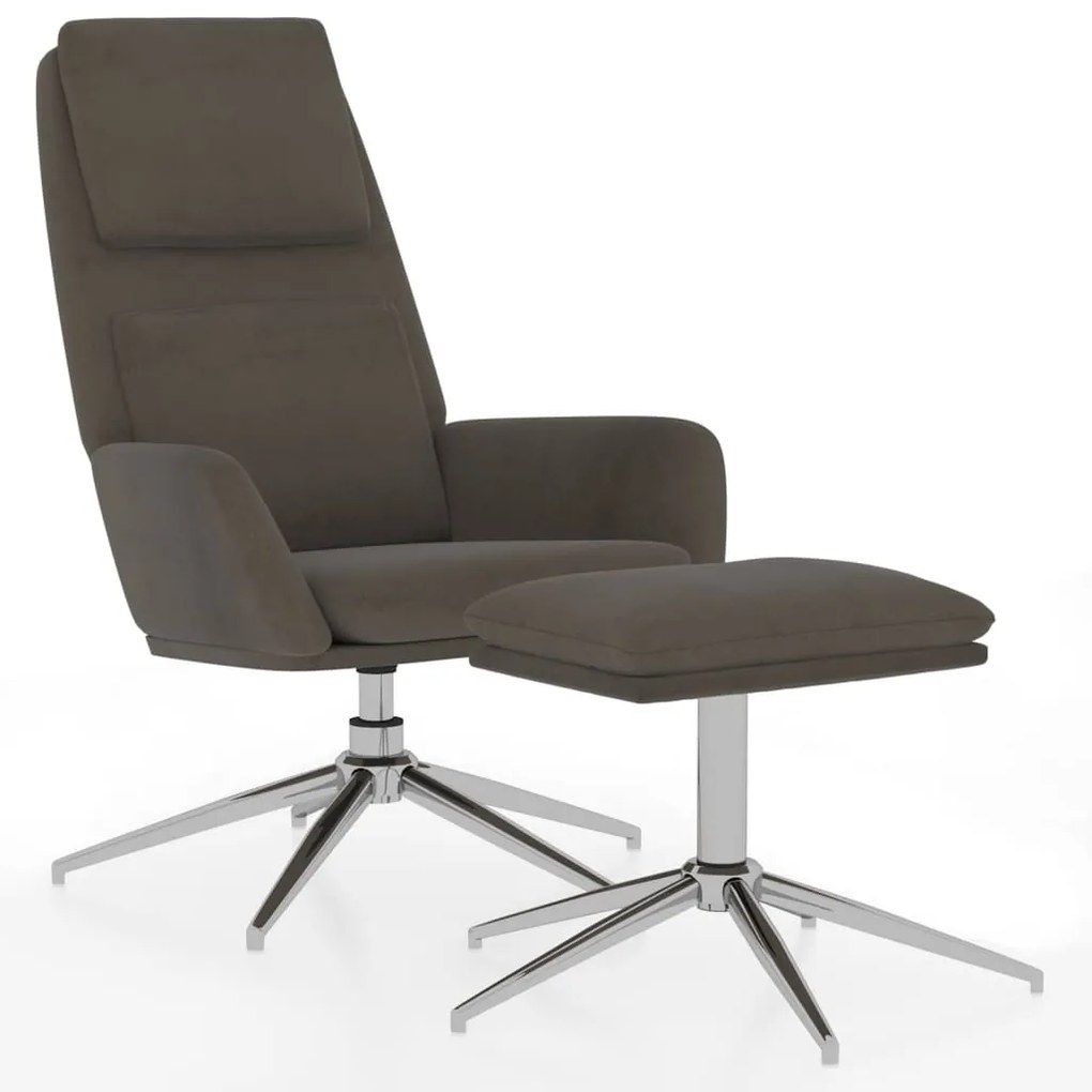 3097782 vidaXL Scaun de relaxare cu taburet, gri închis, microfibră