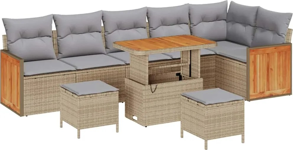 vidaXL Set de canapele pentru grădină 9 pcs Beige și gri deschis