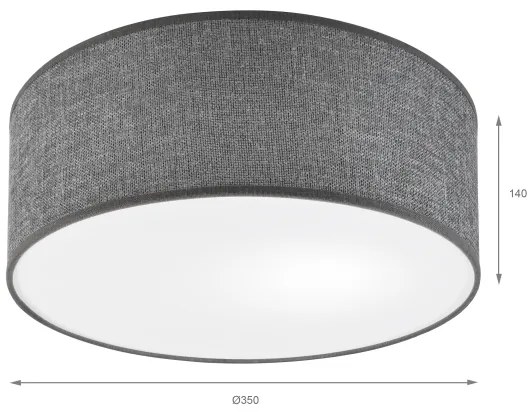 Plafonieră SIRJA 1xE27/15W/230V, Ø 35 cm, gri