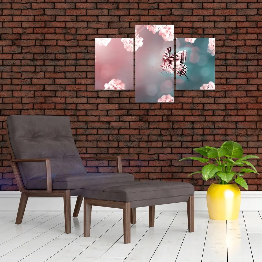 Tablou - Fluture între flori (90x60 cm)