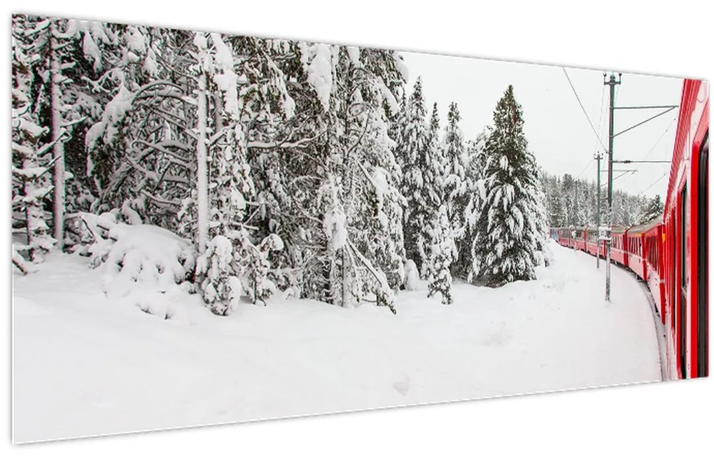 Tablou - Tren într-un peisaj înzăpezit (120x50 cm)