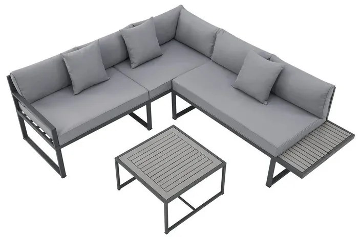 Juskys Set de grădină din metal St. Tropez - antracit/perne gri
