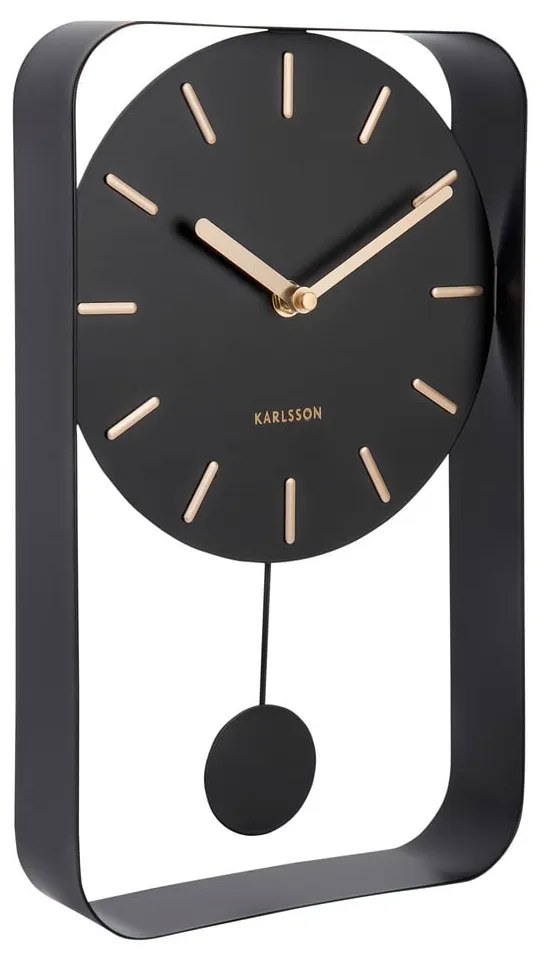 Ceas de perete cu pendul Karlsson Charm, înălțime 32,5 cm, negru