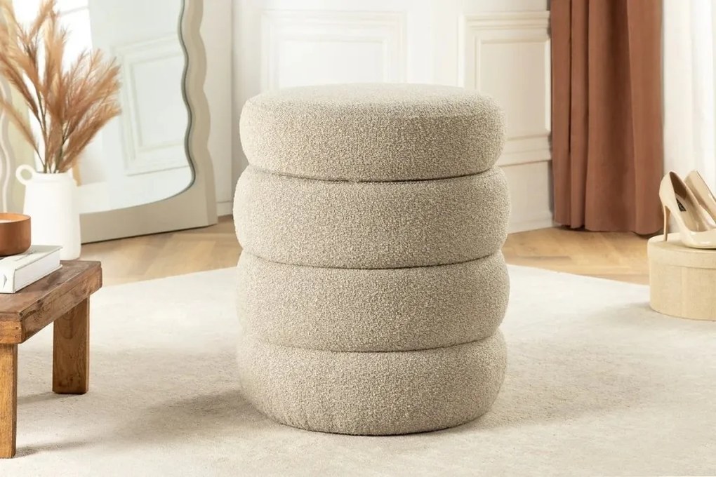Taburete cu spatiu de depozitare, Tesatura boucle taupe, VOQUE 50cm