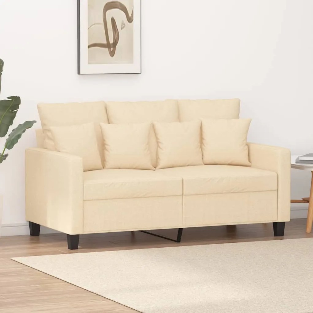 348825 vidaXL Canapea cu 2 locuri, crem, 120 cm, material textil