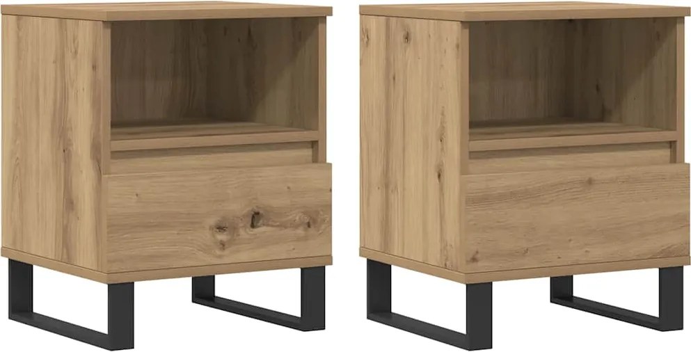 vidaXL Noptiere, 2 buc., stejar artizanal, 40x35x50 cm, lemn prelucrat