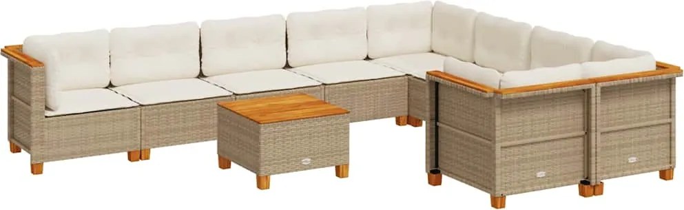 vidaXL Set canapele de grădină cu perne, 10 piese, bej, poliratan