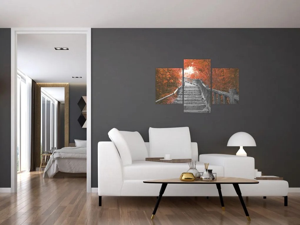 Tablou - Scări în natură, portocaliu (90x60 cm)