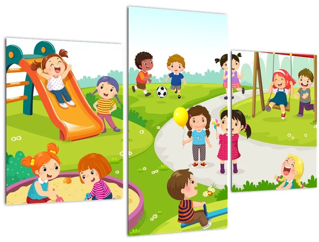 Tablou cu bucuriile copiilor în nisip (90x60 cm)