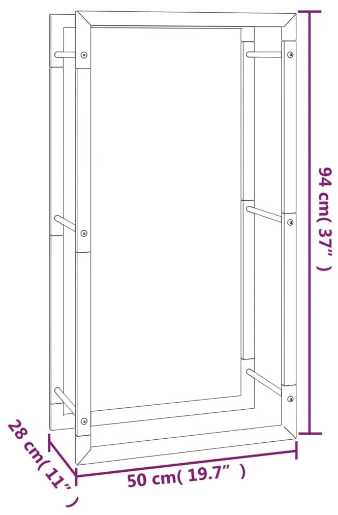 Suport pentru lemne de foc, negru mat, 50x28x94 cm otel