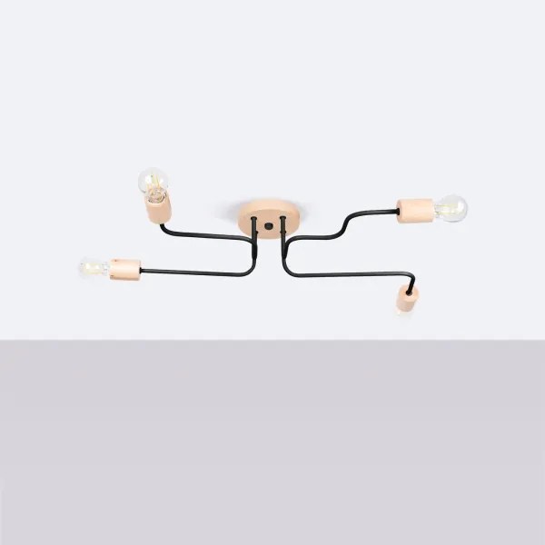 Lustră aplicată Sollux SL.1669 TIMBO 4xE27/15W/230V negru/bej/fag