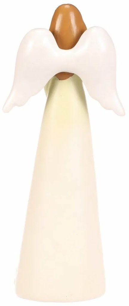 Decorație figurină înger cu flori, galben, 9 x 6 x21, poliresină