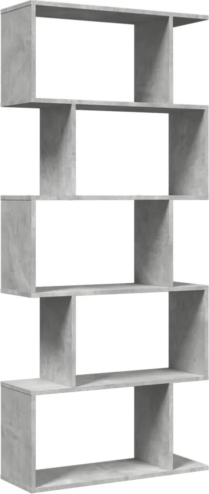 vidaXL Bibliotecă/separator 5 niveluri gri beton 70x24x161 cm lemn