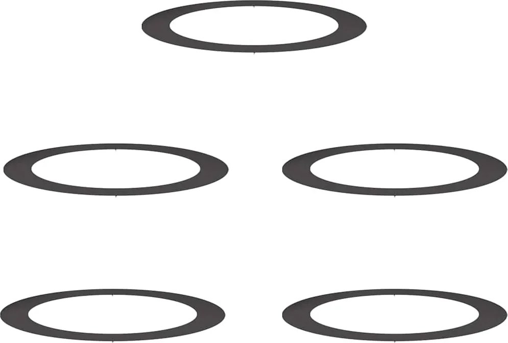vidaXL potrivit pentru inele de copac plat 5 pcs Negru Ø90 / 120 cm Oțel
