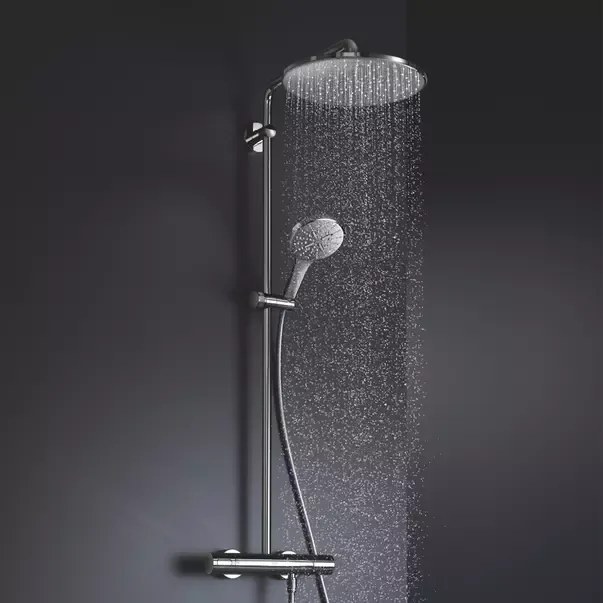 Coloana de dus cu baterie termostatata negru mat Grohe RainShower