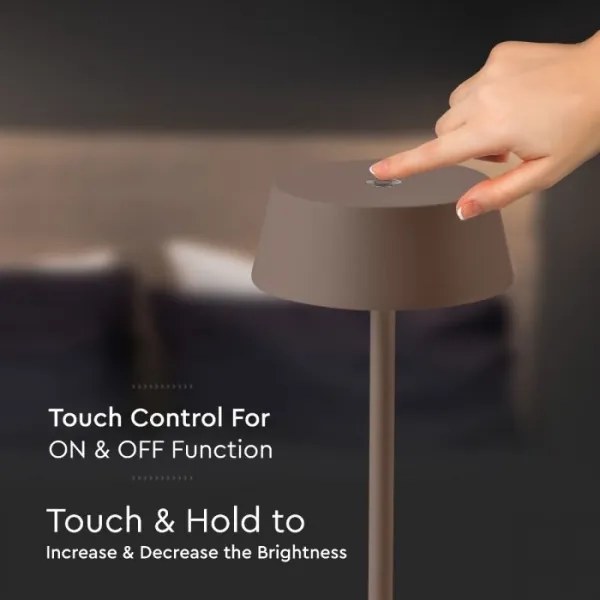 Lampă LED de birou, exterior, reglabilă, tactilă, reîncărcabilă, 2W, IP54, maro