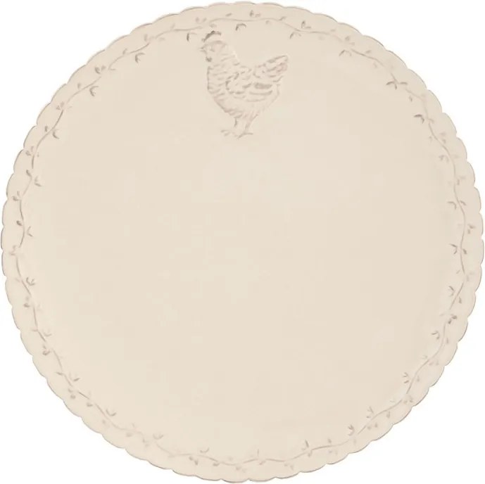 Farfurie Ø 26 cm, din ceramică, bej, model găină