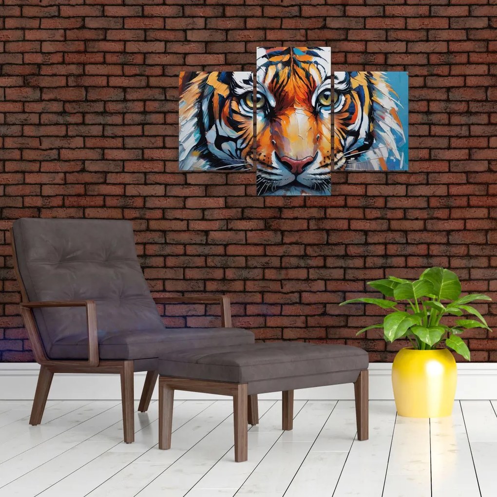 Tablou - Vedere a unui tigru, pictură (90x60 cm)