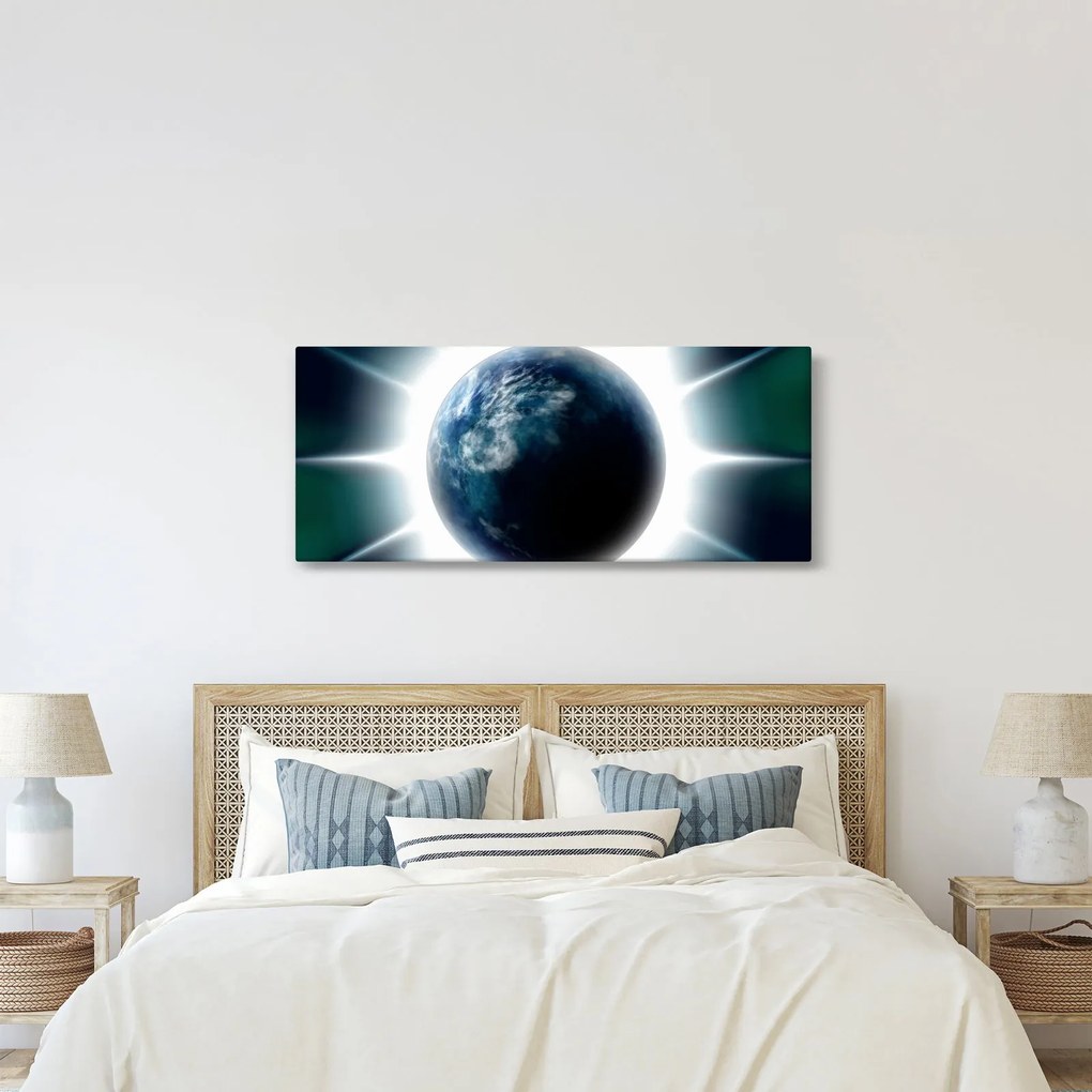 Tablou cu planeta iluminată (120x50 cm)