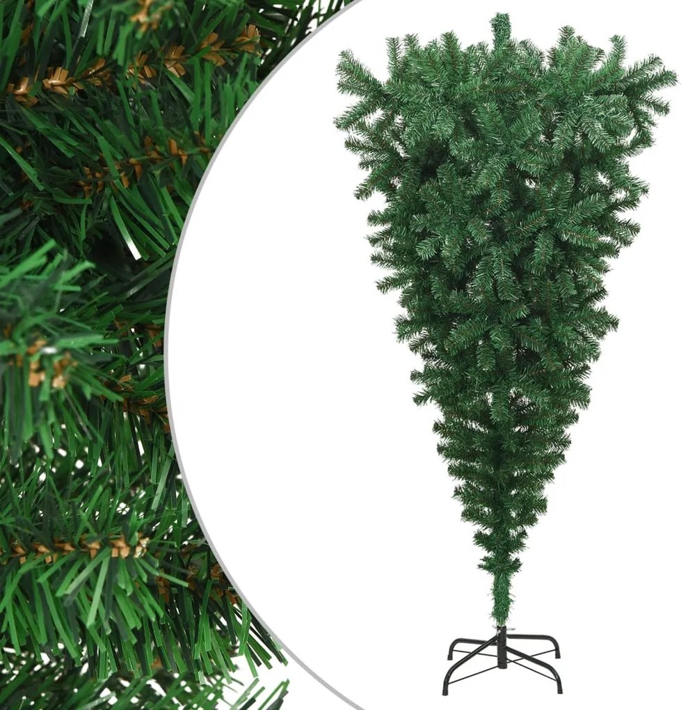 vidaXL Pom de Crăciun artificial inversat, cu suport, verde, 210 cm