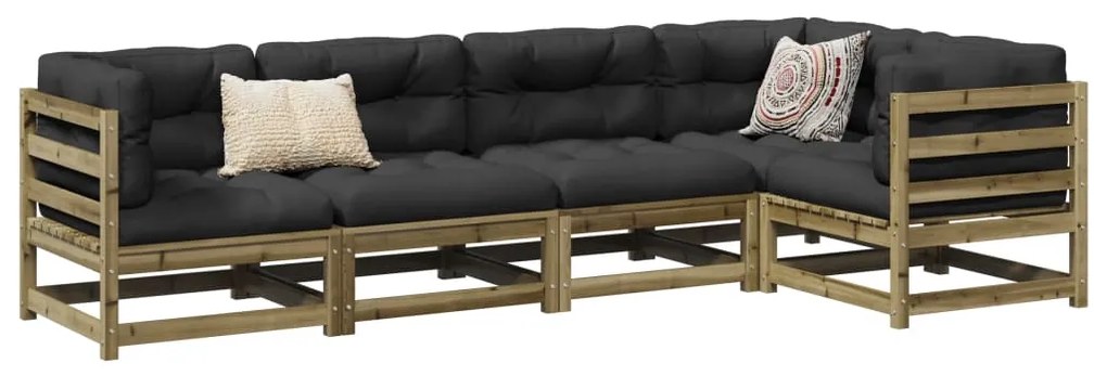 vidaXL Set mobilier de grădină cu perne, 5 piese, lemn de pin tratat