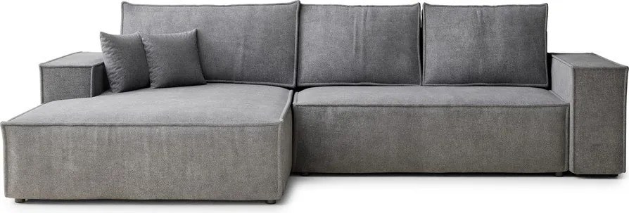 Colțar gri extensibil/cu spațiu de depozitare cu tapițerie din chenille (cu colț pe partea stângă/cu șezlong) Maze – Maison de Rêve