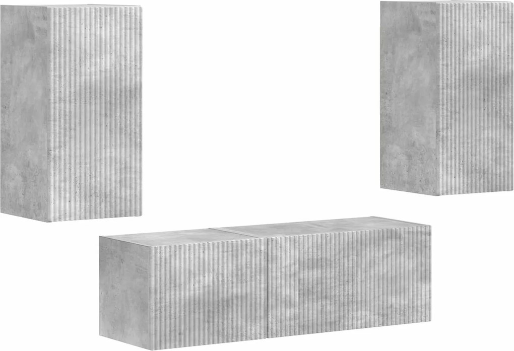 vidaXL Set Dulap pentru Televizor Montat pe Perete 4 pcs Gri din beton