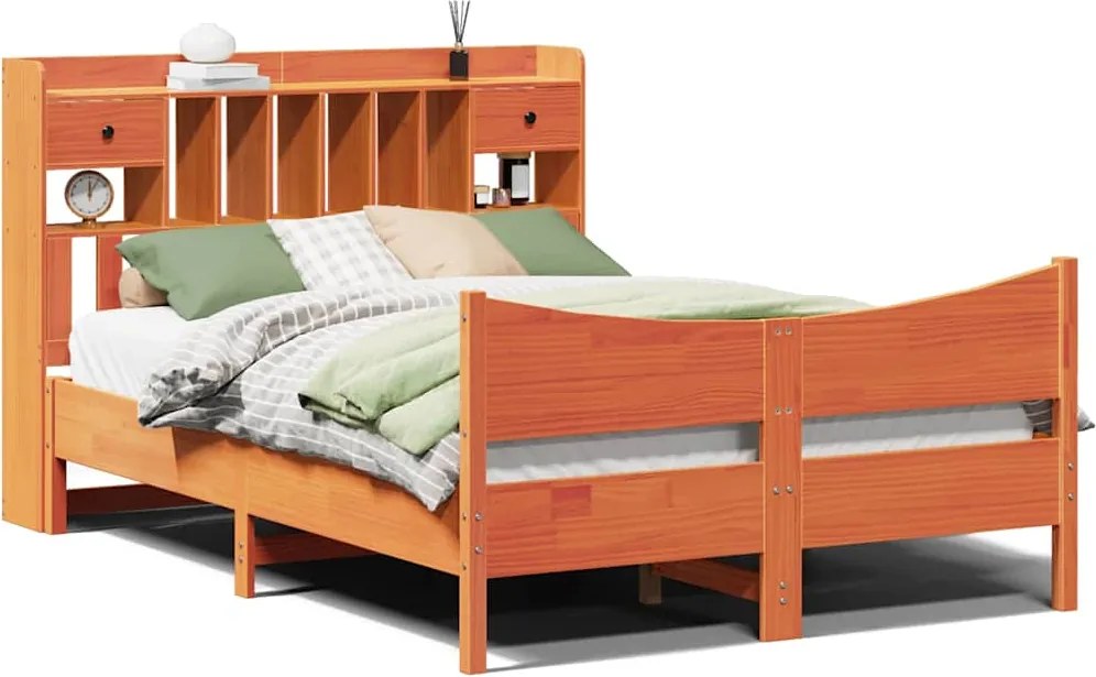 vidaXL Cadru de pat fără saltea, maro ceruit 150x200 cm lemn masiv pin