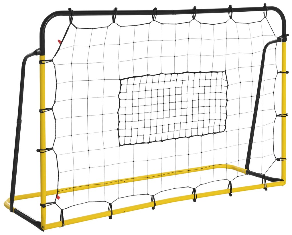 HOMCOM Filet de rebot de fotbal, 184L x 123H cm, rebot de fotbal, 5 unghiuri reglabile de la 60° la 90°, galben și negru | Aosom Romania