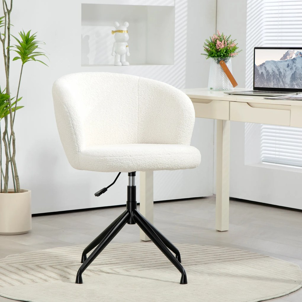 HOMCOM Fotoliu de birou ergonomic siège pivotant înălțime reglabilă capacitate 120 kg acoperire din țesătură de buclă crem | Aosom Romania
