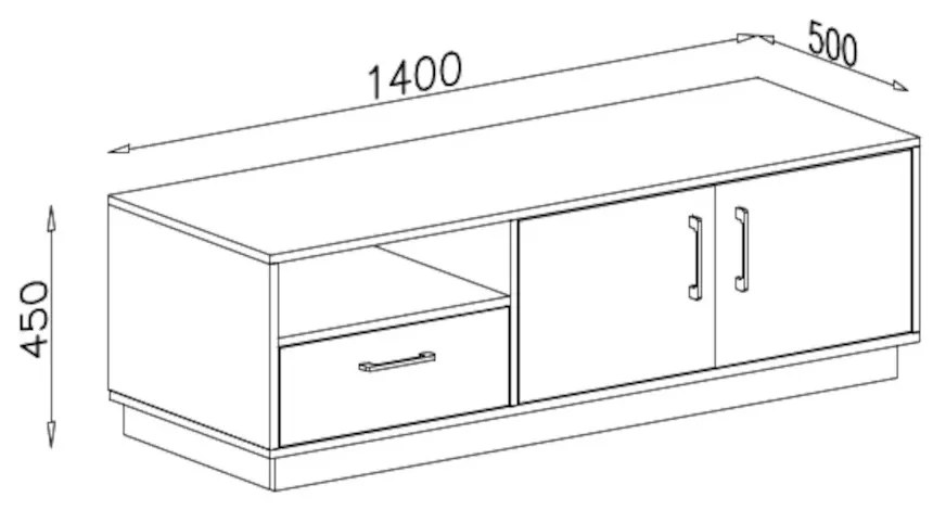 Suport TV TISANE cu dulapuri si sertar 160x50cm, stejar/alb