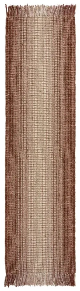 Covor tip traversă roșu reversibil/țesut manual din amestec de iută 60x230 cm Jute Ombre Red – Flair Rugs