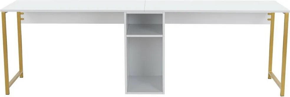 Birou Twin Alb și Auriu