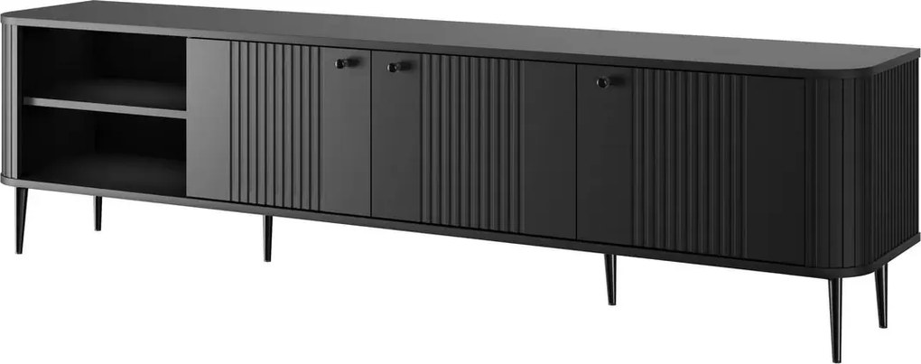 Comodă TV Vesper 3D 187 cm - negru / picioare negre