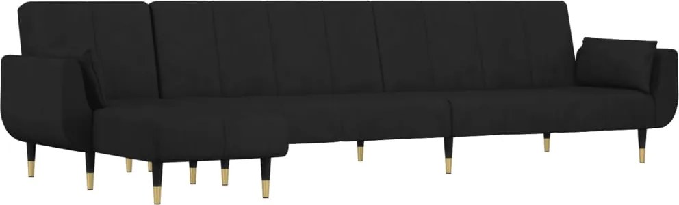 vidaXL Canapea extensibilă în formă de L negru 275x140x70cm catifea