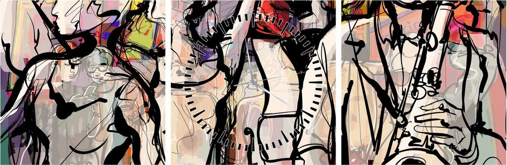 Tablou - Seara de jazz (cu ceas) (90x30 cm)