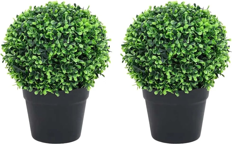 vidaXL Plante artificiale cimișir cu ghiveci, 2 buc. verde 37 cm minge