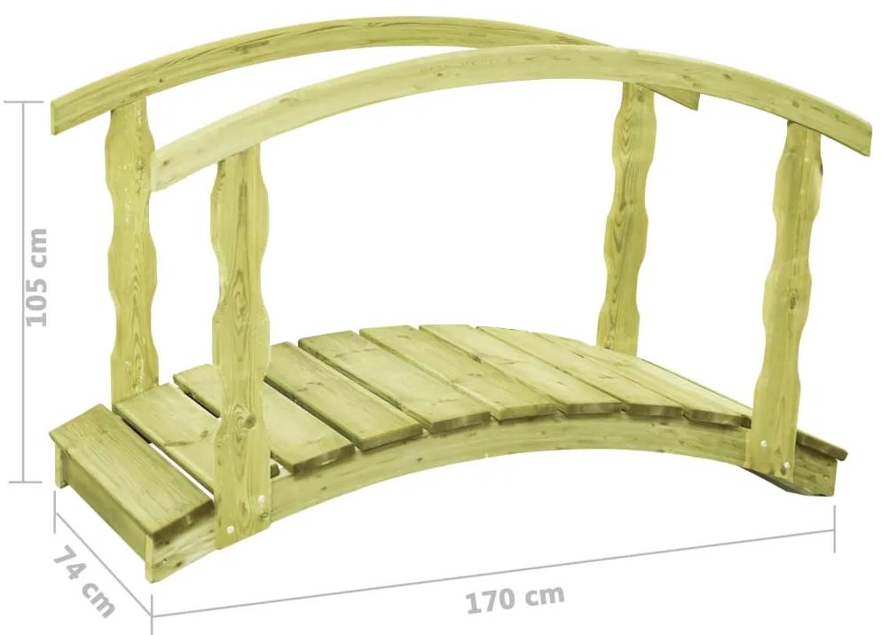 Pod de gradina cu balustrada, 170x74x105 cm, lemn de pin tratat 170 x 74 x 105 cm, cu balustrada