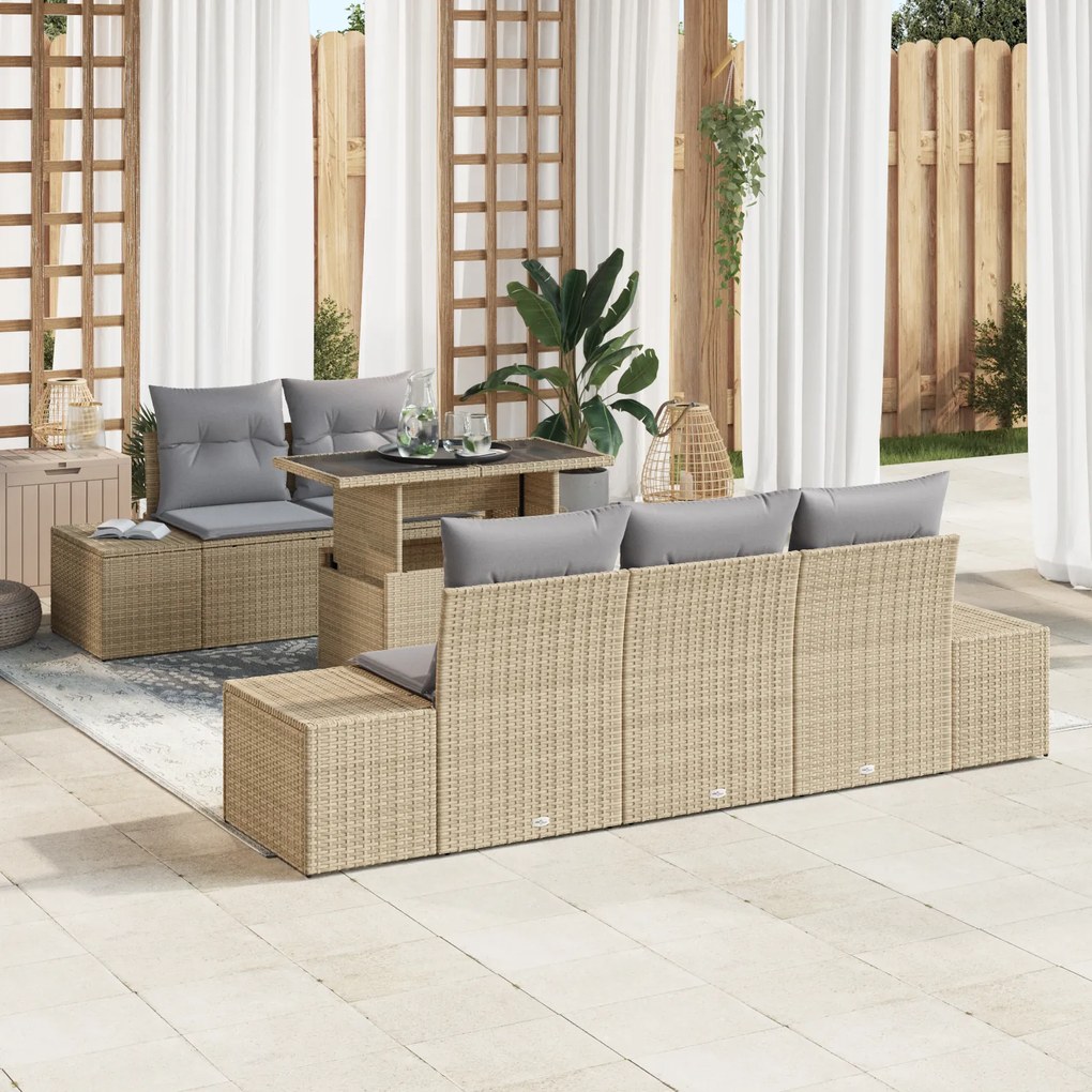 vidaXL Set de canapele pentru grădină Manual 6 pcs bej și gri deschis