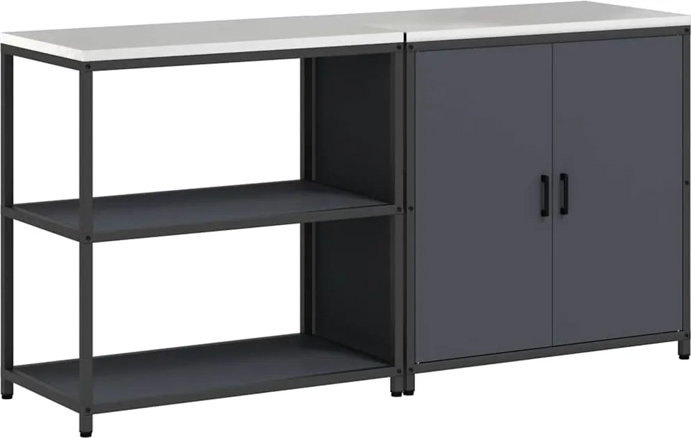 vidaXL Set de depozitare pentru bucătărie cu raft 2 pcs Antracit