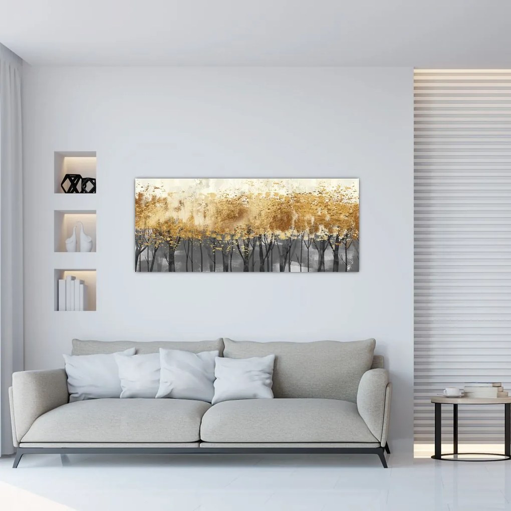 Tablou - Copaci aurii (120x50 cm)